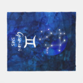 Gemini Zodiac Constellation Blue Galaxy Monogram Fleece Deken (Voorkant (Horizontaal))