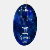 Gemini Zodiac Constellation Blue Galaxy Monogram Keramisch Ornament (Rechts)