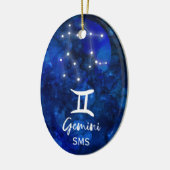 Gemini Zodiac Constellation Blue Galaxy Monogram Keramisch Ornament (Links)