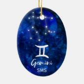 Gemini Zodiac Constellation Blue Galaxy Monogram Keramisch Ornament (Achterkant)