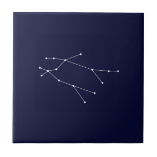 Gemini Zodiac Constellation Dark Blue Tegeltje