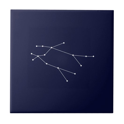 Gemini Zodiac Constellation Dark Blue Tegeltje (Voorkant)