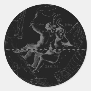 Gemini Zodiac Constellation Hevelius 1690 Ronde Sticker