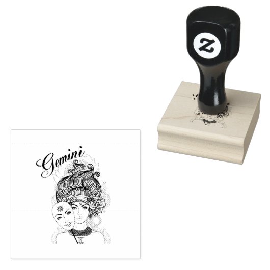 Gemini Zodiac Design Rubberstempel (Gestempeld)