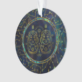 Gemini Zodiac Gold Abalone op constellatie Ornament (voorkant)