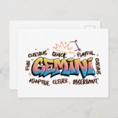 Gemini Zodiac  Graffiti  Briefkaart (Voorkant / Achterkant)