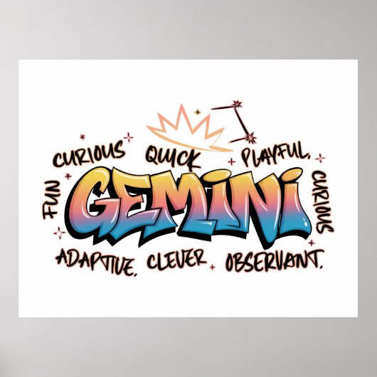 Gemini Zodiac  Graffiti  Poster (Voorkant)