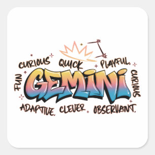 Gemini Zodiac Graffiti Vierkante Sticker