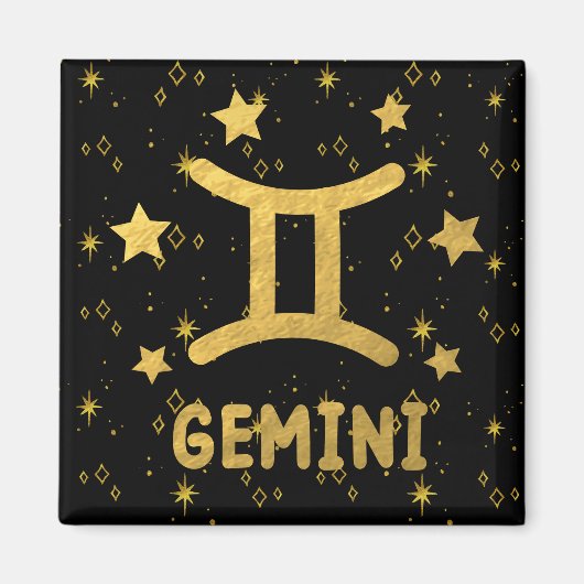Gemini Zodiac Magnet noir et or (Devant)