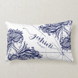 Gemini Zodiac Navy & Gold Astrology Décor Pillow Kussen