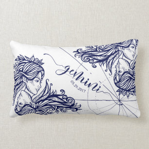 Gemini Zodiac Navy & Gold Astrology Décor Pillow Kussen