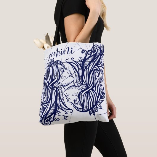 Gemini Zodiac Navy & Gold Monochrome Graphic Tas (Dichtbij)