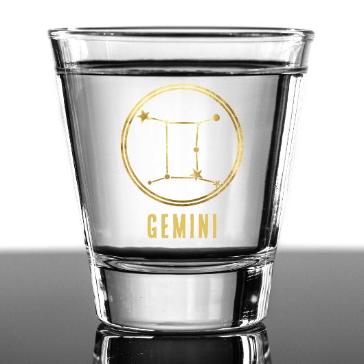 Gemini Zodiac Sign Astrology Horoscope Gold Shot Glas
