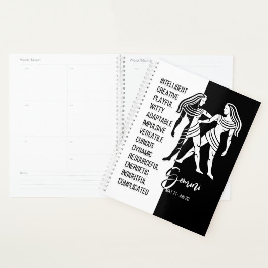 Gemini Zodiac Sign. Black & White Planner (Display)