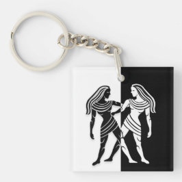 Gemini Zodiac Sign, Black & White Sleutelhanger