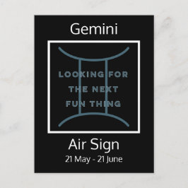 Gemini Zodiac Sign Fun Quote in Blue and White Pos Briefkaart