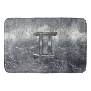Gemini Zodiac Sign Grunge Distress Silver Badmat