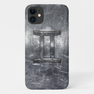 Gemini Zodiac Sign Grunge Distress Silver iPhone 11 Hoesje