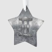 Gemini Zodiac Sign in Industrial Steel Style Ornament (voorkant)