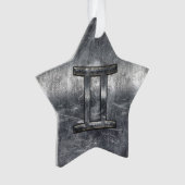 Gemini Zodiac Sign in Industrial Steel Style Ornament (voorkant)