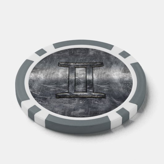 Gemini Zodiac Sign in Industrial Steel Style Poker Chips (Enkel)