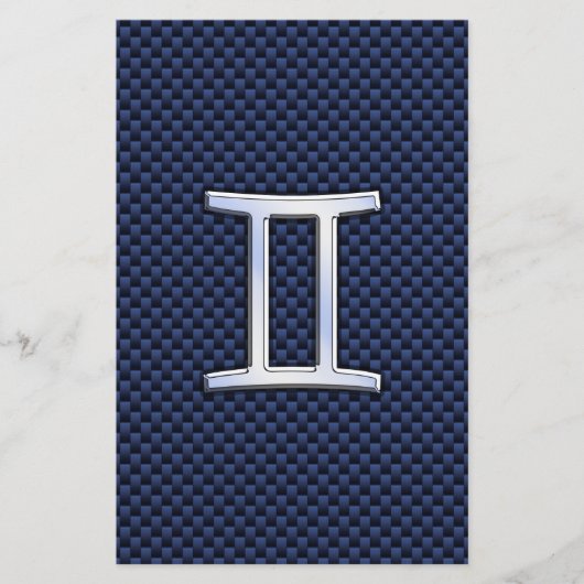 Gemini Zodiac Sign on Blue Carbon Fiber Style Briefpapier (Voorkant)