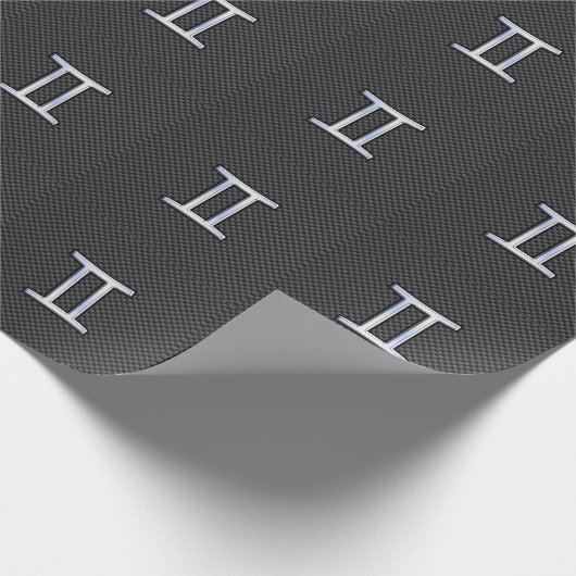 Gemini Zodiac Sign on Charcoal Carbon Fiber Print Cadeaupapier (Hoek)