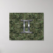 Gemini Zodiac Sign on Green Digital Camo Canvas Afdruk (Voorkant)