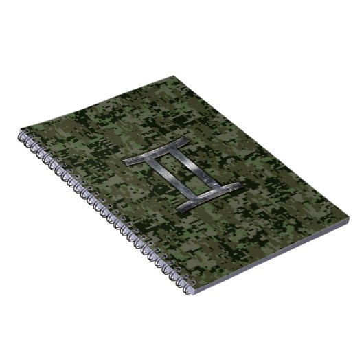 Gemini Zodiac Sign on Green Digital Camo Notitieboek (Rechterzijde)