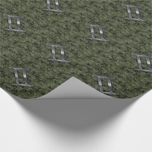 Gemini Zodiac Sign on Green Digital Camouflage Cadeaupapier (Hoek)
