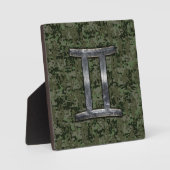 Gemini Zodiac Sign on Green Digital Camouflage Fotoplaat (Voorkant)
