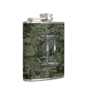 Gemini Zodiac Sign on Green Digital Camouflage Heupfles (Rechts)