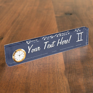 Gemini Zodiac Sign on Navy Blue Carbon Fiber Print Naambordje