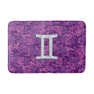 Gemini Zodiac Sign on Pink Digital Camo Badmat
