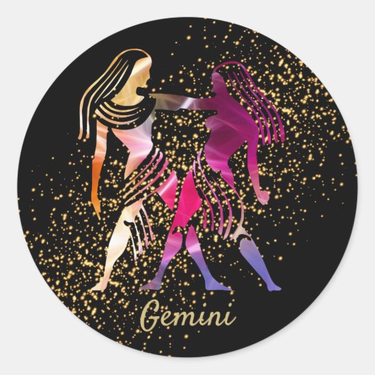 Gemini - Zodiac Sign Ronde Sticker (Voorkant)