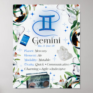 Gemini Zodiac Star Sing Y2K Wit 4:5 Poster