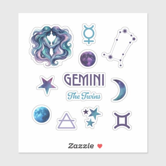 Gemini Zodiac Sticker Collection (Feuille)