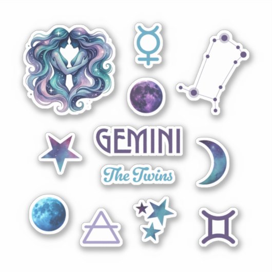 Gemini Zodiac Sticker Collection (Devant)