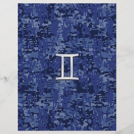 Gemini Zodiac Symbol Blue Digital Camouflage (Voorkant)
