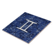 Gemini Zodiac Symbol Blue Digital Camouflage Tegeltje (Zijkant)