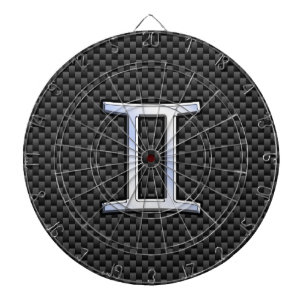 Gemini Zodiac Symbol Charcoal Carbon Fiber Style Dartbord
