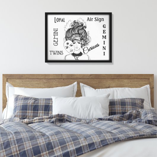 Gemini Zodiac Symbol en Sign Framed Canvas Afdruk (Insitu (Slaapkamer))