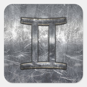 Gemini Zodiac Symbol in Grunge Distress Style Vierkante Sticker