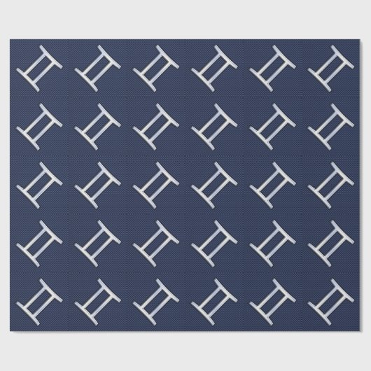 Gemini Zodiac Symbol Navy Blue Carbon Fiber Print Cadeaupapier (Vlak)