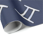 Gemini Zodiac Symbol Navy Blue Carbon Fiber Print Cadeaupapier (Rol Hoek)