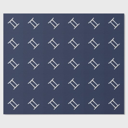 Gemini Zodiac Symbol Navy Blue Carbon Fiber Print Cadeaupapier (Vlak)