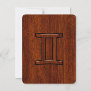 Gemini Zodiac Symbol op Mahogany als Decor