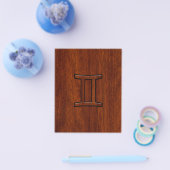 Gemini Zodiac Symbol op Mahogany als Decor Flyer (Enkel)