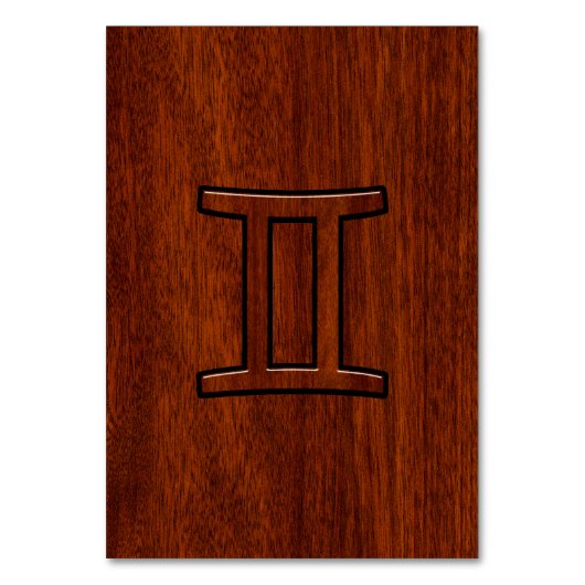 Gemini Zodiac Symbol op Mahogany als Decor Kaart (Voorkant)