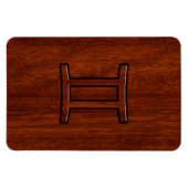 Gemini Zodiac Symbol op Mahogany als Decor Magneet (Horizontaal)
